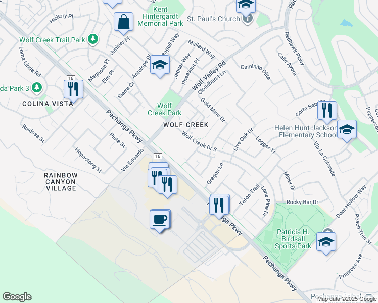 map of restaurants, bars, coffee shops, grocery stores, and more near 31808 Green Oak Way in Temecula