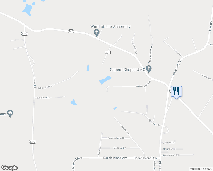 map of restaurants, bars, coffee shops, grocery stores, and more near 5216 Old Magnolia Lane in Beech Island