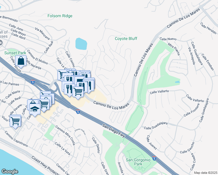 map of restaurants, bars, coffee shops, grocery stores, and more near 35 Cantilena in San Clemente