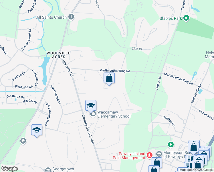 map of restaurants, bars, coffee shops, grocery stores, and more near 187 Annie Rainey Lane in Pawleys Island