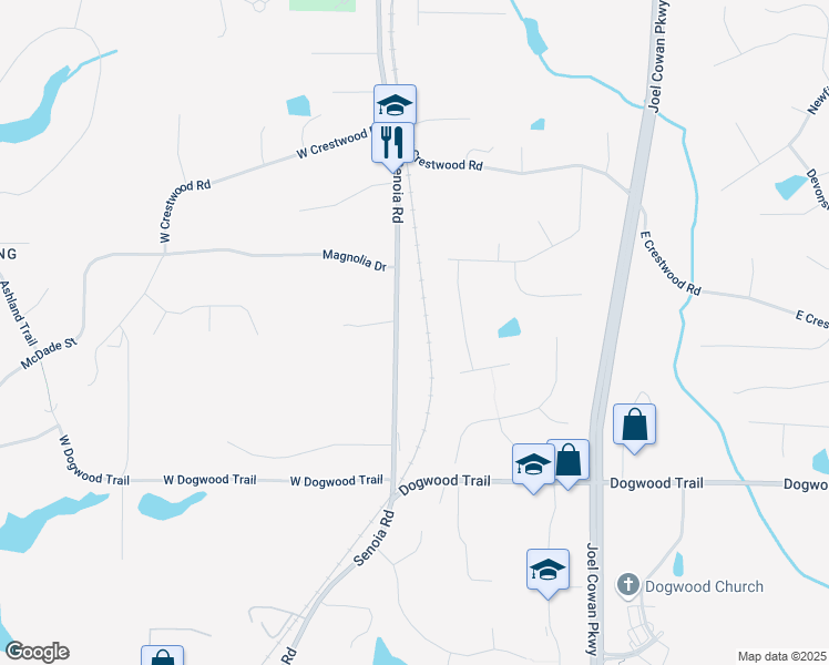 map of restaurants, bars, coffee shops, grocery stores, and more near 635 Senoia Road in Tyrone