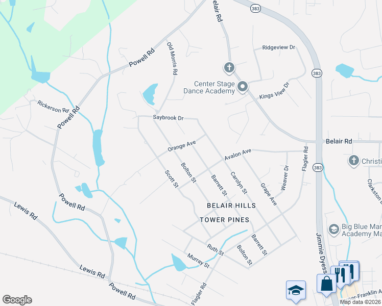 map of restaurants, bars, coffee shops, grocery stores, and more near 3948 Barrett Street in Augusta