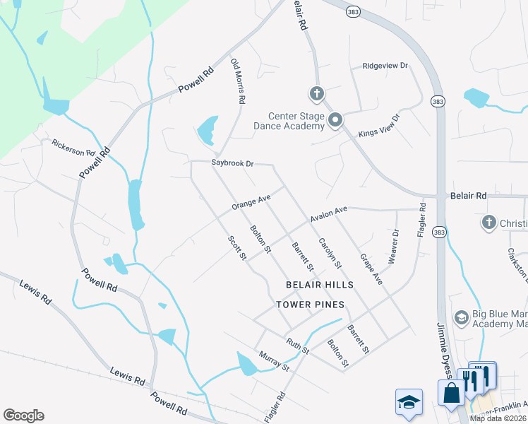 map of restaurants, bars, coffee shops, grocery stores, and more near 3948 Barrett Street in Augusta