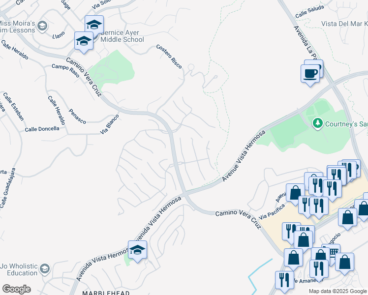 map of restaurants, bars, coffee shops, grocery stores, and more near 2413 Camino Oleada in San Clemente