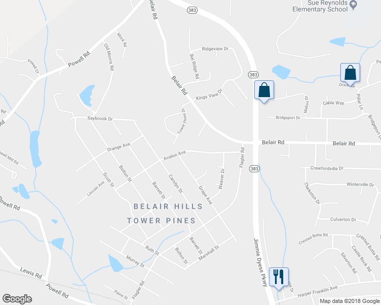 map of restaurants, bars, coffee shops, grocery stores, and more near 1510 Avalon Avenue in Augusta