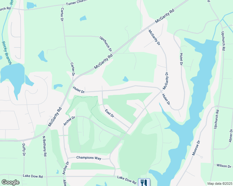 map of restaurants, bars, coffee shops, grocery stores, and more near 240 Huiet Drive in McDonough