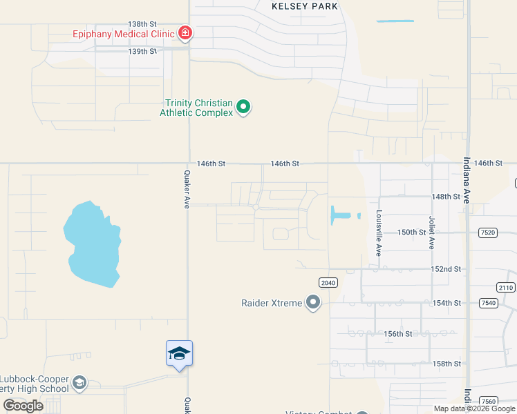 map of restaurants, bars, coffee shops, grocery stores, and more near 4015 146th Street in Lubbock