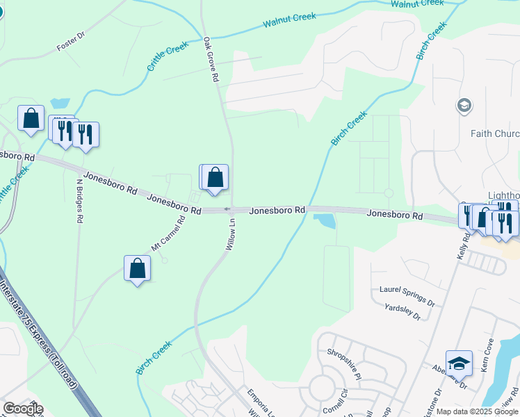 map of restaurants, bars, coffee shops, grocery stores, and more near 996 Jonesboro Road in McDonough