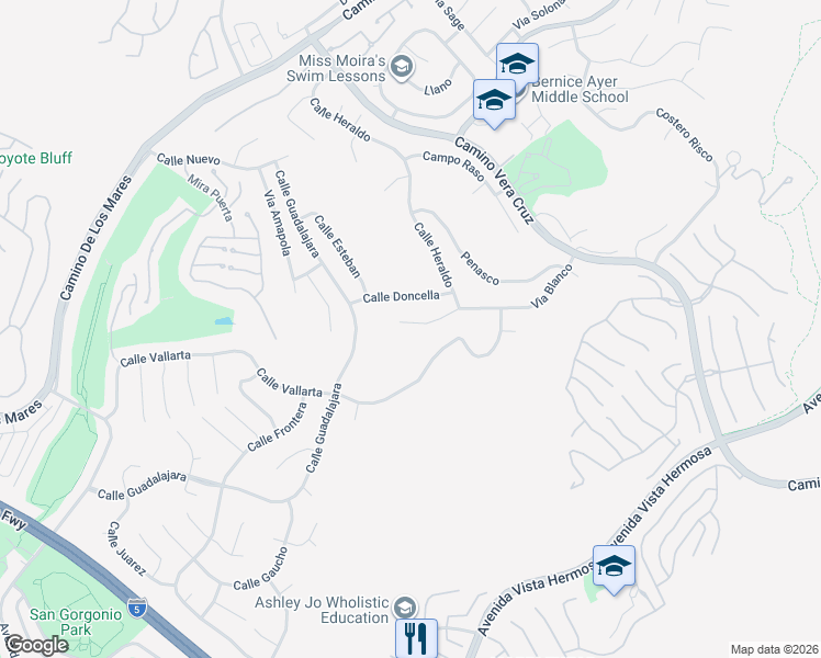 map of restaurants, bars, coffee shops, grocery stores, and more near 2945 Via Blanco in San Clemente