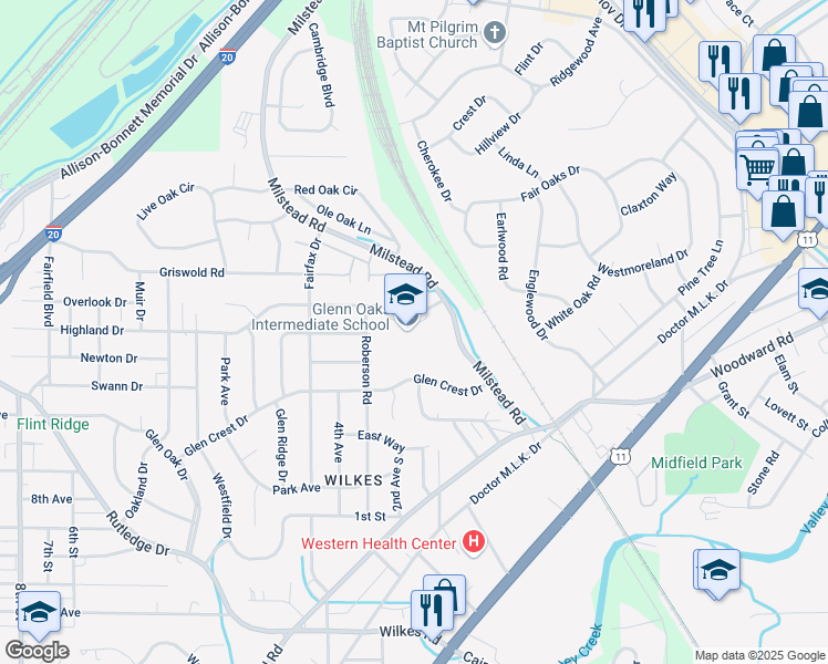 map of restaurants, bars, coffee shops, grocery stores, and more near 1301 Highland Drive in Fairfield