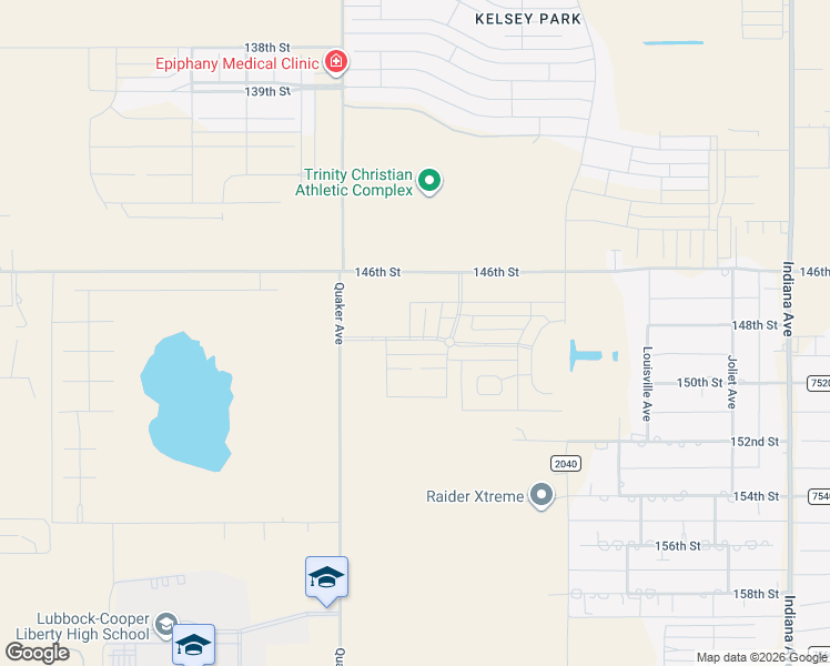 map of restaurants, bars, coffee shops, grocery stores, and more near 4015 146th Street in Lubbock