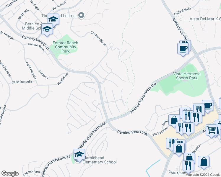 map of restaurants, bars, coffee shops, grocery stores, and more near 2602 Canto Rompeolas in San Clemente