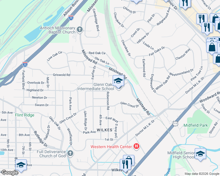 map of restaurants, bars, coffee shops, grocery stores, and more near 1224 Highland Drive in Fairfield