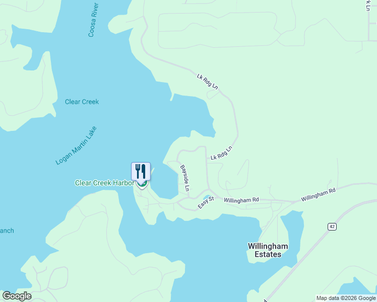 map of restaurants, bars, coffee shops, grocery stores, and more near 1328 Willingham Road in Talladega