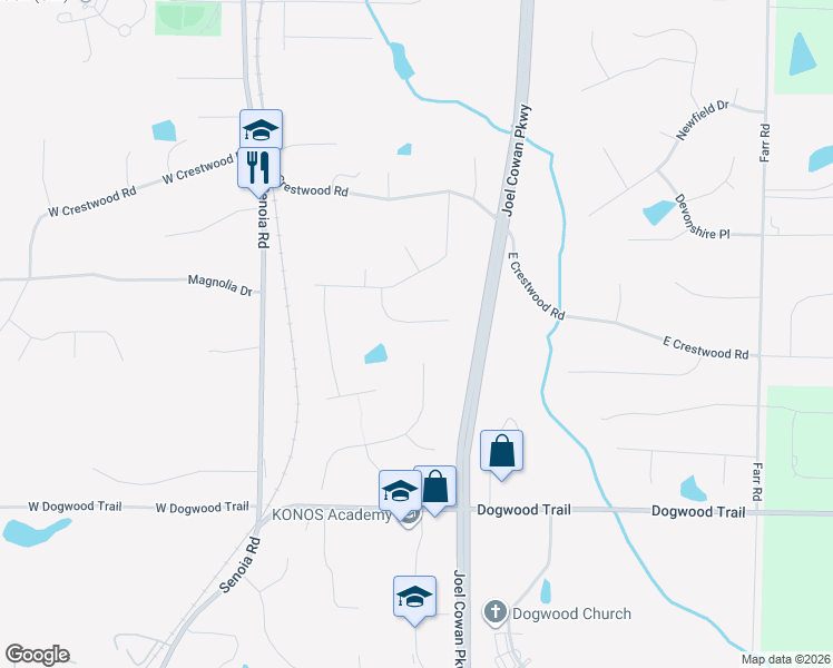map of restaurants, bars, coffee shops, grocery stores, and more near 107 Creggan Hill Court in Tyrone