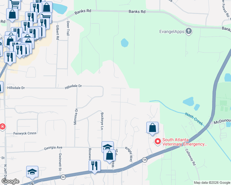 map of restaurants, bars, coffee shops, grocery stores, and more near 170 Kent Drive in Fayetteville