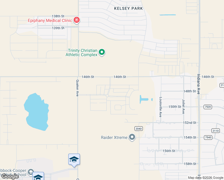 map of restaurants, bars, coffee shops, grocery stores, and more near 4015 146th Street in Lubbock