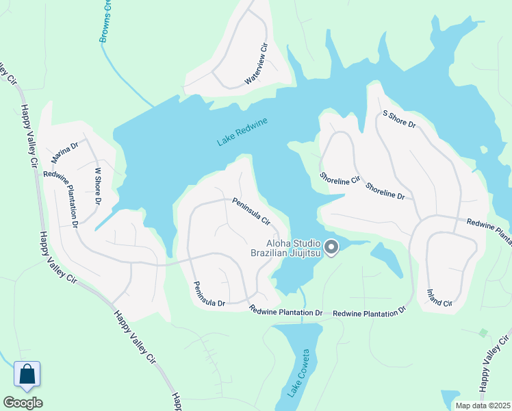 map of restaurants, bars, coffee shops, grocery stores, and more near 165 Peninsula Circle in Newnan