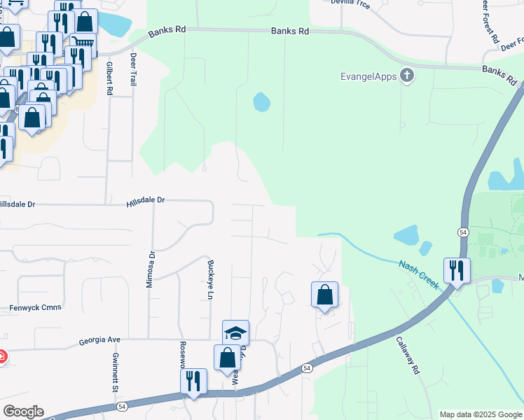 map of restaurants, bars, coffee shops, grocery stores, and more near 120 Kent Drive in Fayetteville