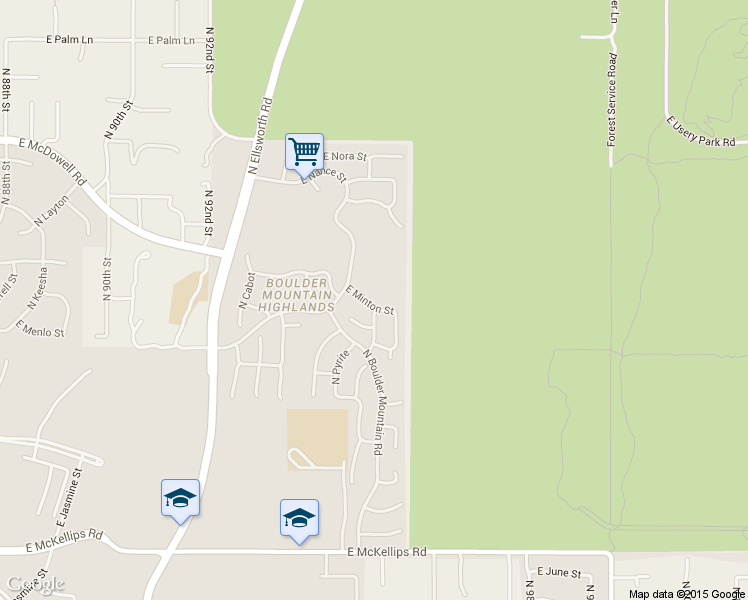 map of restaurants, bars, coffee shops, grocery stores, and more near 9516 E Minton St in Mesa