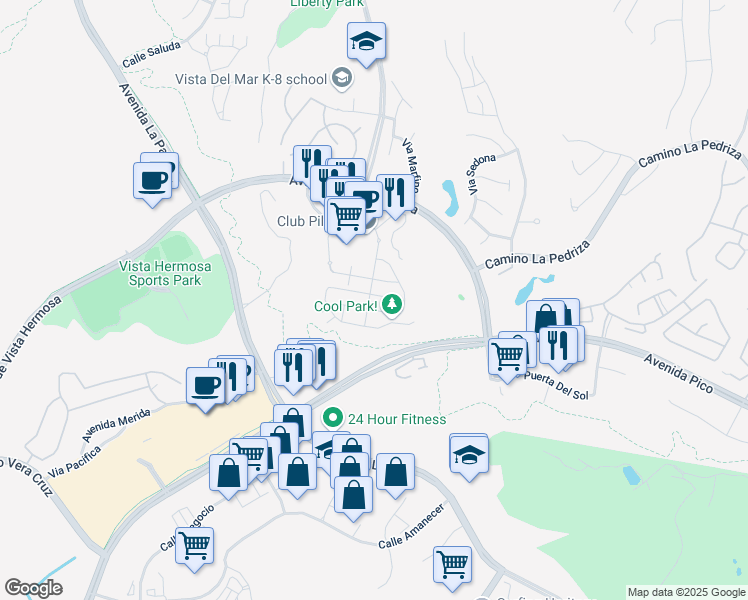 map of restaurants, bars, coffee shops, grocery stores, and more near 42 Paseo Del Rey in San Clemente