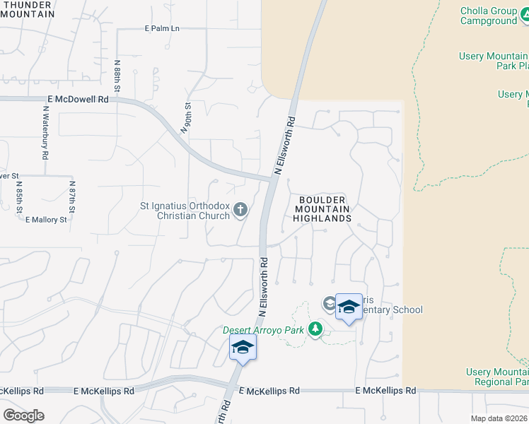 map of restaurants, bars, coffee shops, grocery stores, and more near 2436 North Ellsworth Road in Mesa