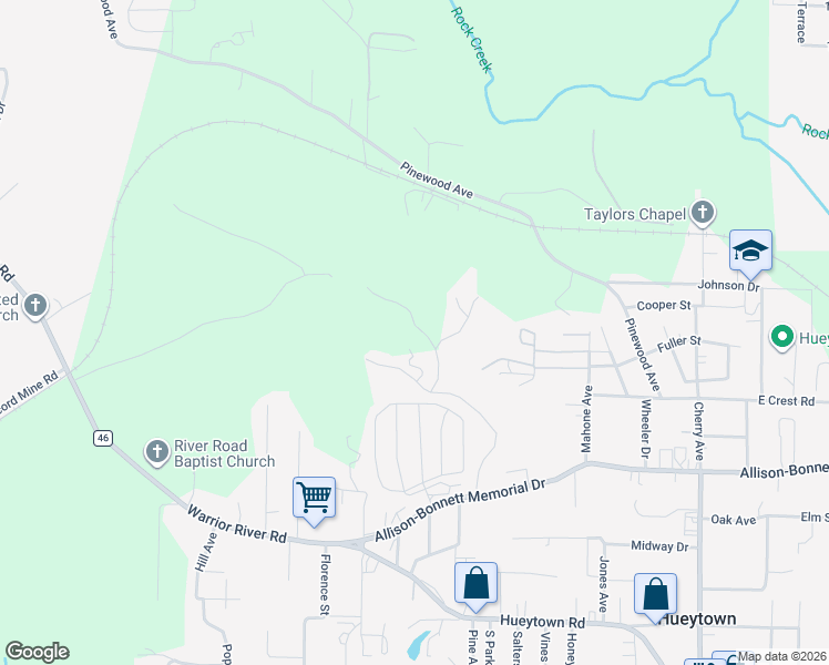 map of restaurants, bars, coffee shops, grocery stores, and more near 912 Clark Mountain Road East in Bessemer