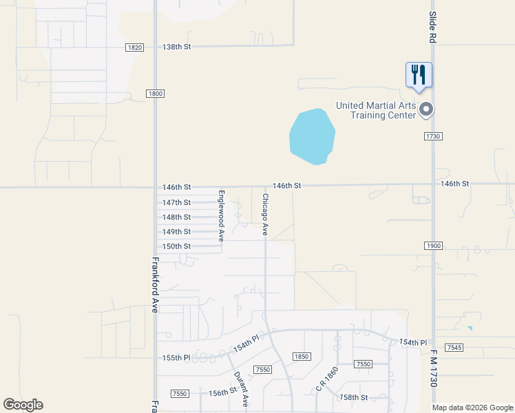 map of restaurants, bars, coffee shops, grocery stores, and more near 14603-14605 County Road 1840 in Lubbock