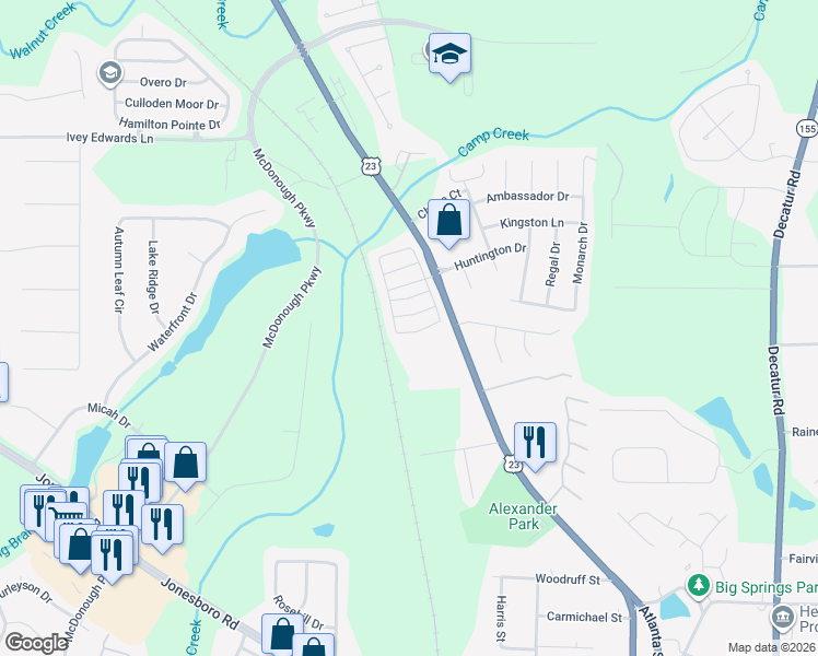 map of restaurants, bars, coffee shops, grocery stores, and more near 327 Rankin Circle in McDonough