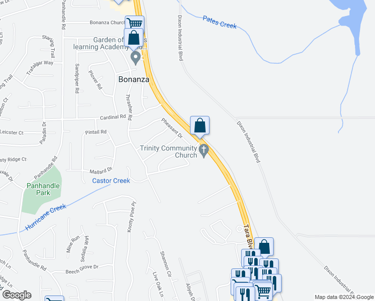 map of restaurants, bars, coffee shops, grocery stores, and more near 1820 Bridgeport Lane in Hampton
