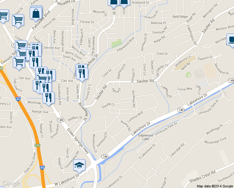 map of restaurants, bars, coffee shops, grocery stores, and more near 833 Sylvia Dr in Birmingham