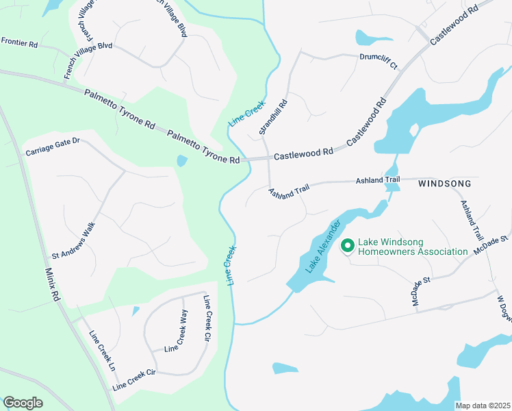 map of restaurants, bars, coffee shops, grocery stores, and more near 125 Regal Oak in Tyrone