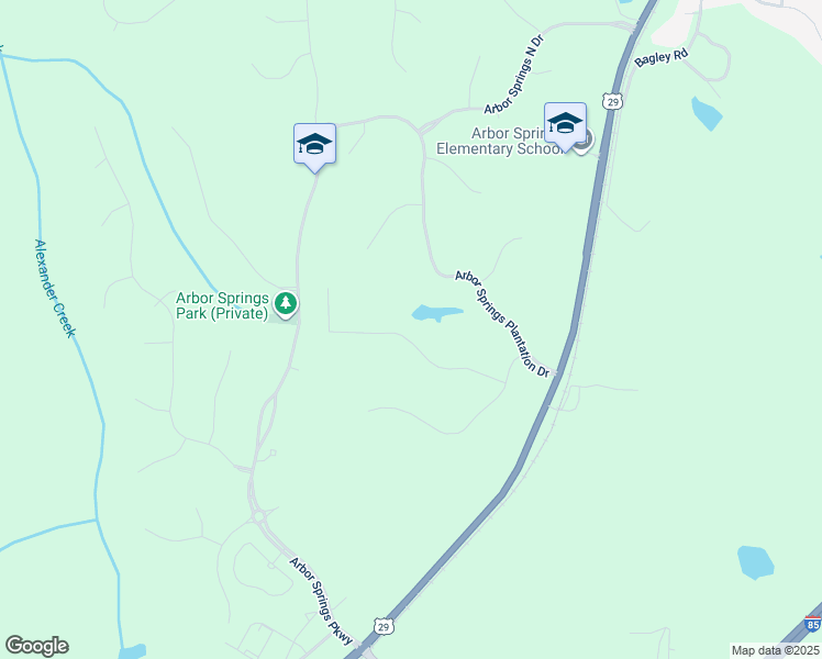 map of restaurants, bars, coffee shops, grocery stores, and more near 125 Woodcliff Court in Newnan