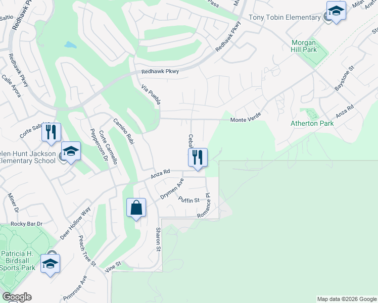 map of restaurants, bars, coffee shops, grocery stores, and more near 45843 Cebalo Street in Temecula