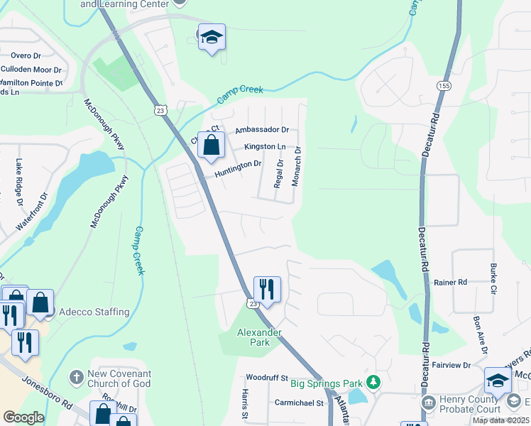 map of restaurants, bars, coffee shops, grocery stores, and more near 130 Cabriolet Trail in McDonough