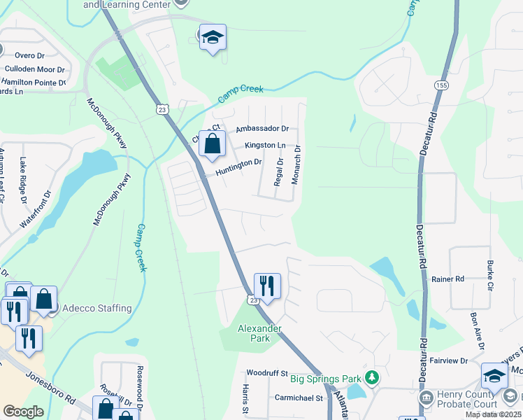 map of restaurants, bars, coffee shops, grocery stores, and more near 130 Cabriolet Trail in McDonough