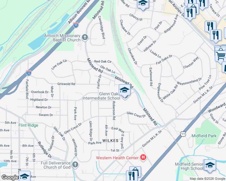 map of restaurants, bars, coffee shops, grocery stores, and more near 1224 Highland Dr in Fairfield