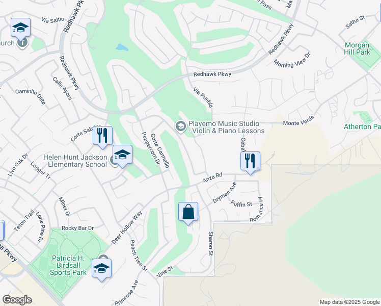 map of restaurants, bars, coffee shops, grocery stores, and more near 45886 Camino Rubi in Temecula