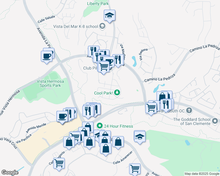 map of restaurants, bars, coffee shops, grocery stores, and more near 42 Paseo Del Rey in San Clemente