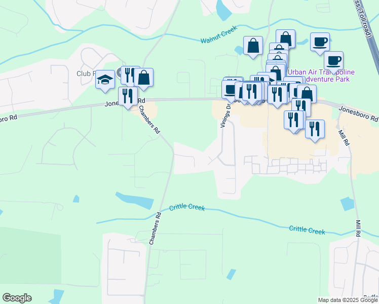 map of restaurants, bars, coffee shops, grocery stores, and more near 113 Highgrove Place in McDonough