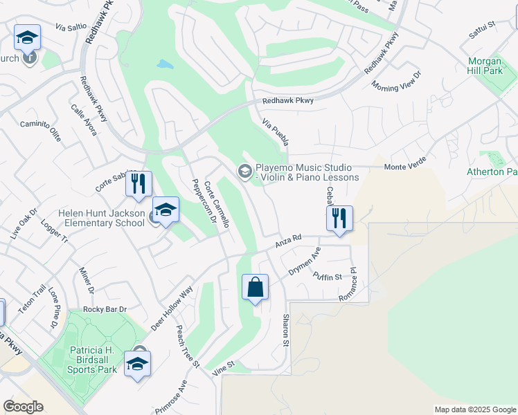 map of restaurants, bars, coffee shops, grocery stores, and more near 45886 Camino Rubi in Temecula
