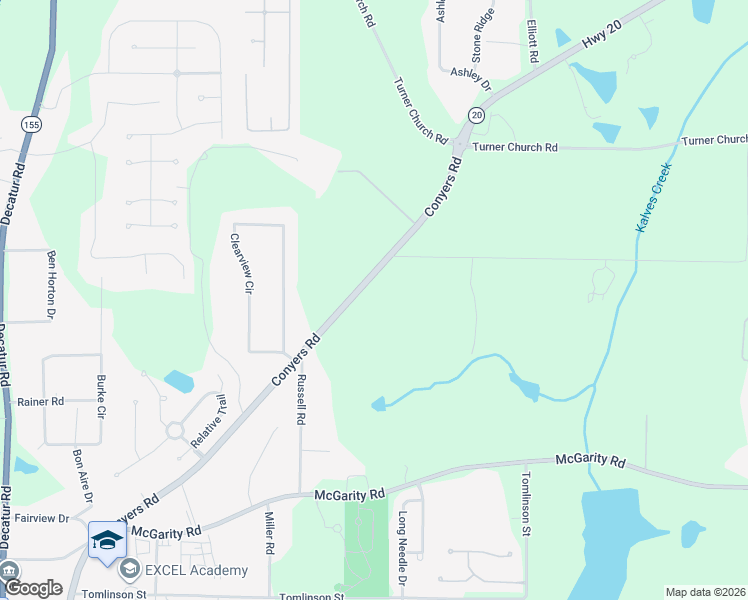 map of restaurants, bars, coffee shops, grocery stores, and more near 647 Conyers Road in McDonough