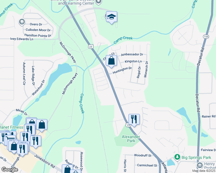 map of restaurants, bars, coffee shops, grocery stores, and more near 376 Rankin Circle in McDonough
