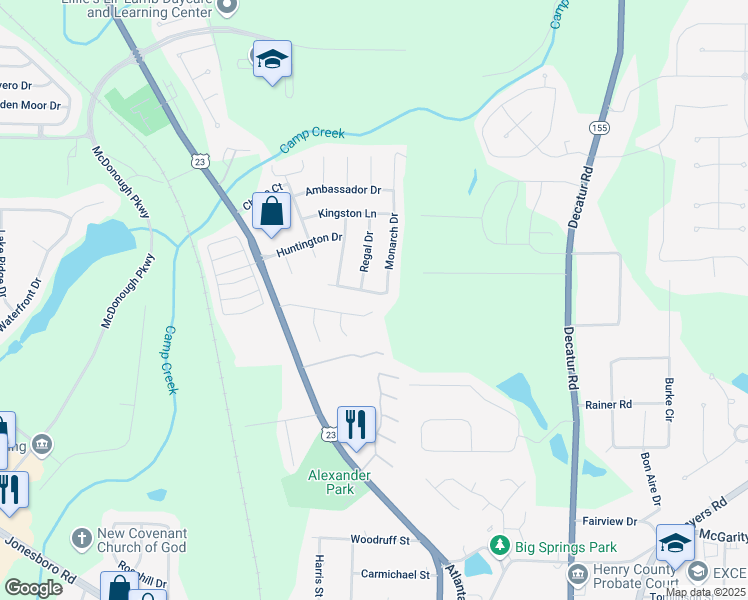 map of restaurants, bars, coffee shops, grocery stores, and more near 91 Cabriolet Trail in McDonough