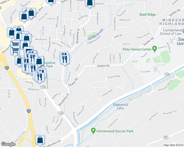 map of restaurants, bars, coffee shops, grocery stores, and more near 820 Sylvia Drive in Birmingham