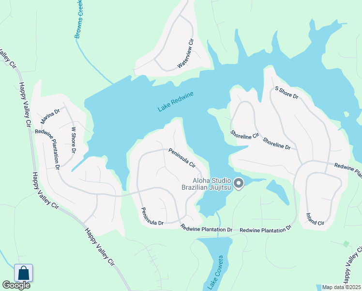 map of restaurants, bars, coffee shops, grocery stores, and more near 165 Peninsula Circle in Newnan