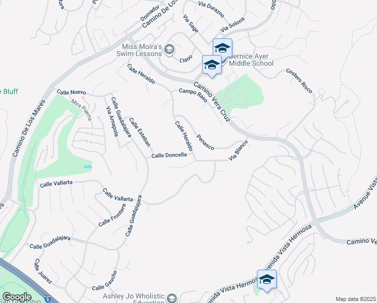 map of restaurants, bars, coffee shops, grocery stores, and more near 2847 Calle Heraldo in San Clemente