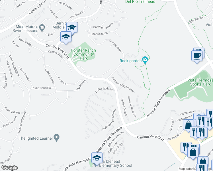 map of restaurants, bars, coffee shops, grocery stores, and more near 2310 Costa Rugosa in San Clemente