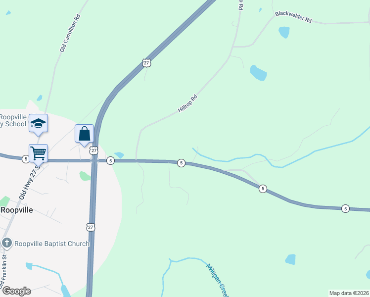 map of restaurants, bars, coffee shops, grocery stores, and more near 386 Georgia 5 in Roopville