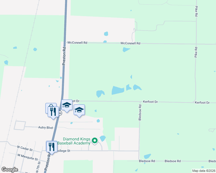 map of restaurants, bars, coffee shops, grocery stores, and more near 411 Kerfoot Drive in Gunter